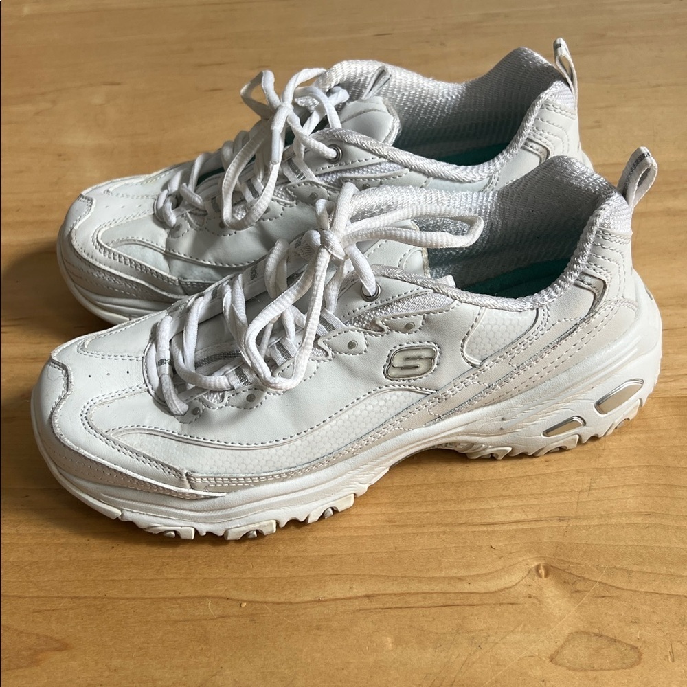 Skechers D Lites White Tennis Shoes